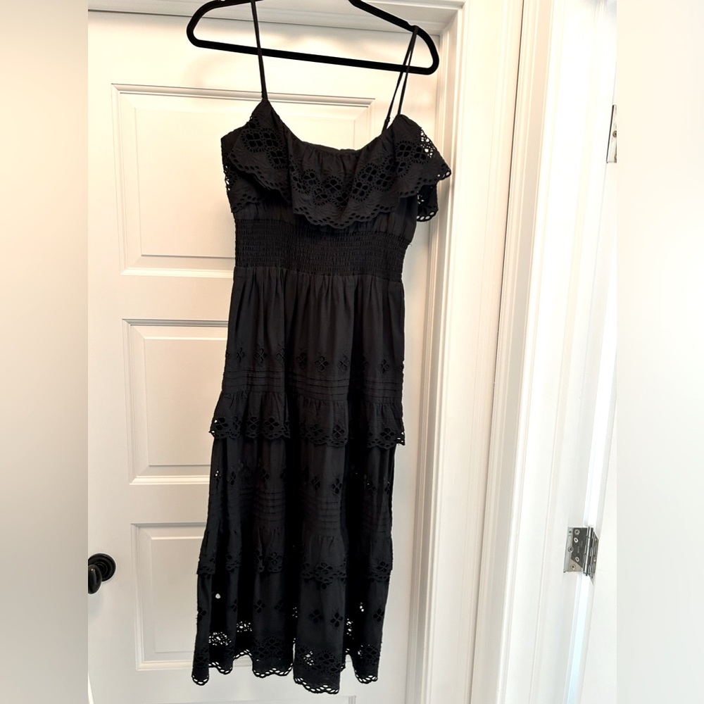 Black Sundress with Lace Tiered Detail